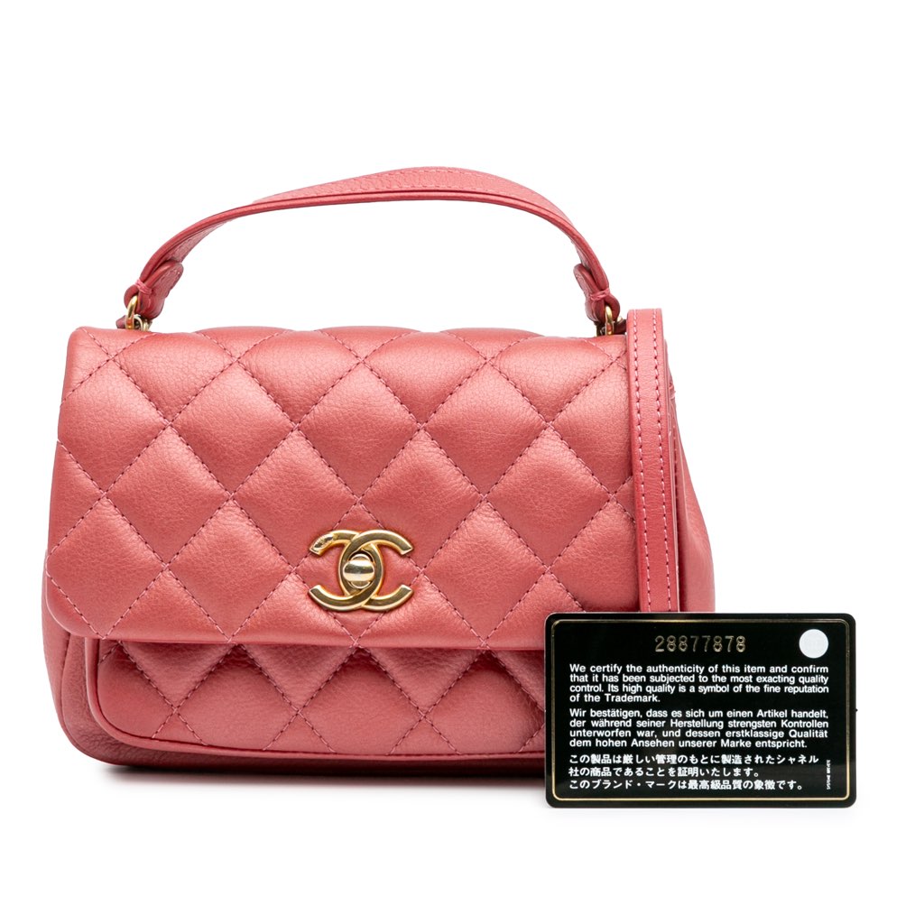 Chanel Quilted Metallic Calfskin Top Handle Flap - Image 13