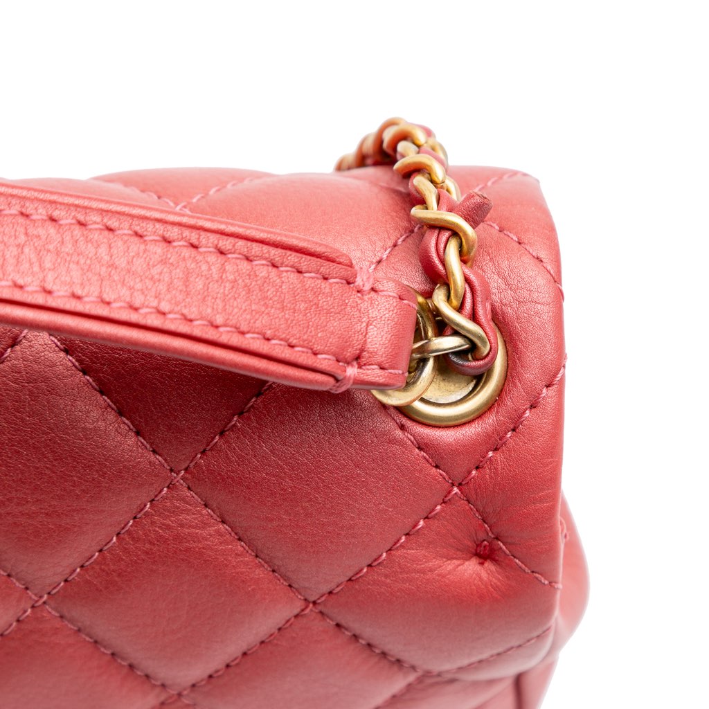 Chanel Quilted Metallic Calfskin Top Handle Flap - Image 11