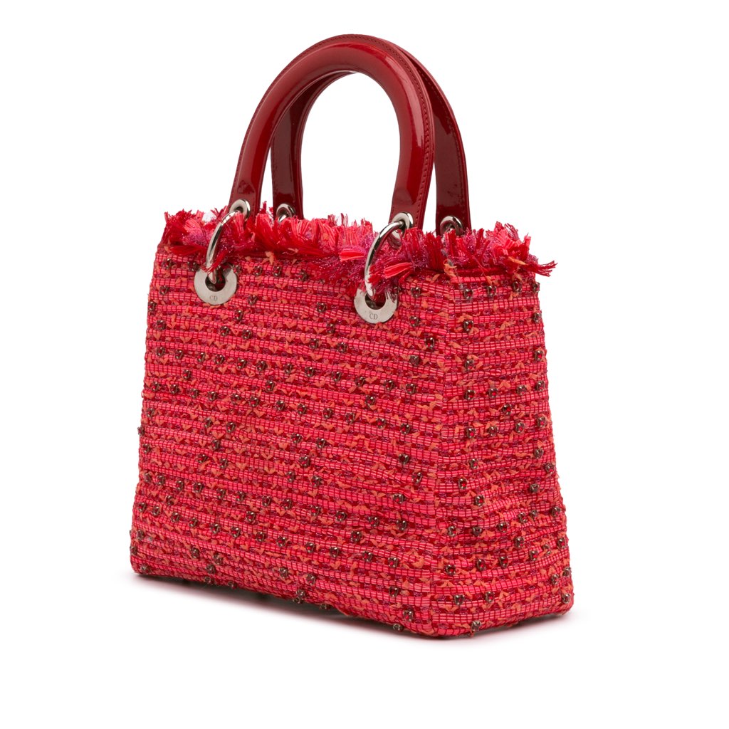 Dior Medium Tweed Fringe Rhinestone Lady Dior - 2