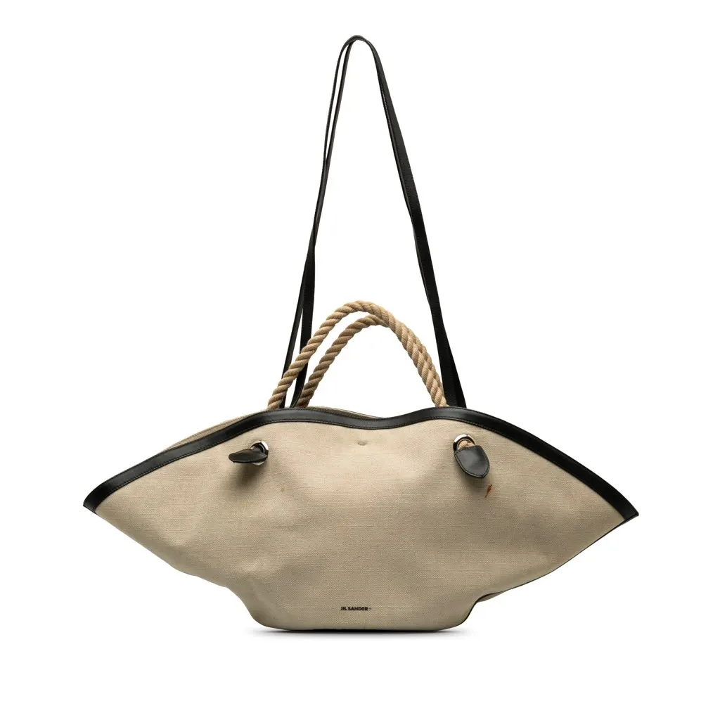 Jil Sander Canvas Sombrero Satchel Brown Canvas Very good - Front View