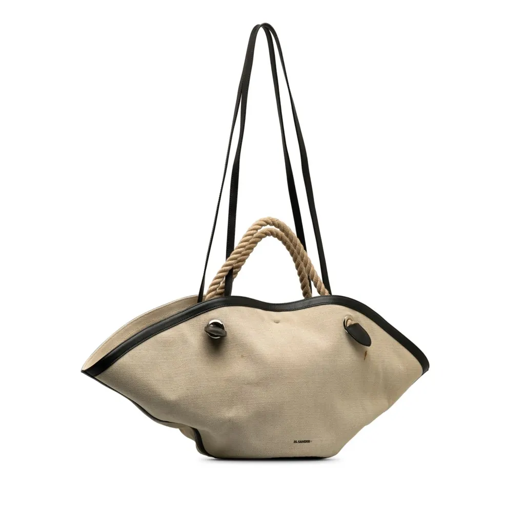 Jil Sander Canvas Sombrero Satchel Brown Canvas Very good - Back View