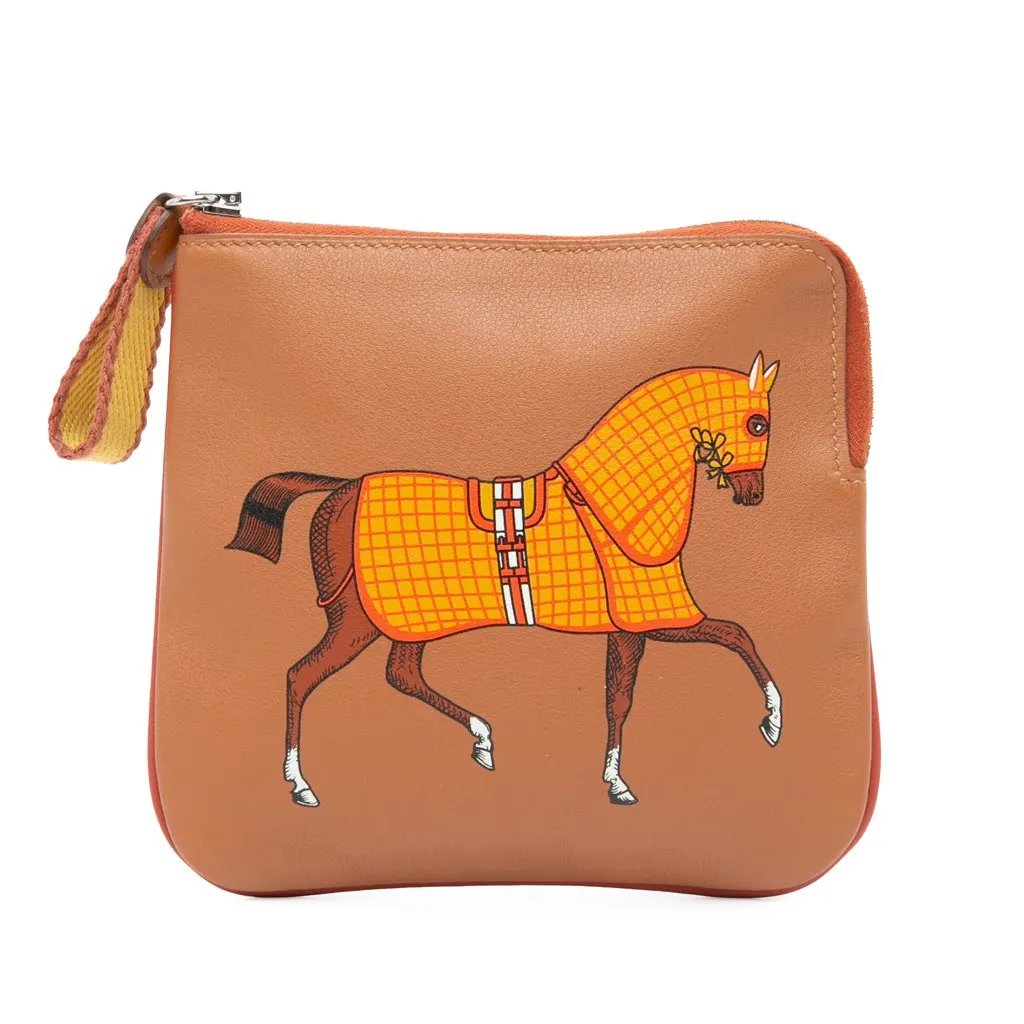 Hermès Swift Couverture Nouvelle Carre Pocket Pouch Brown Leather Good - Front View