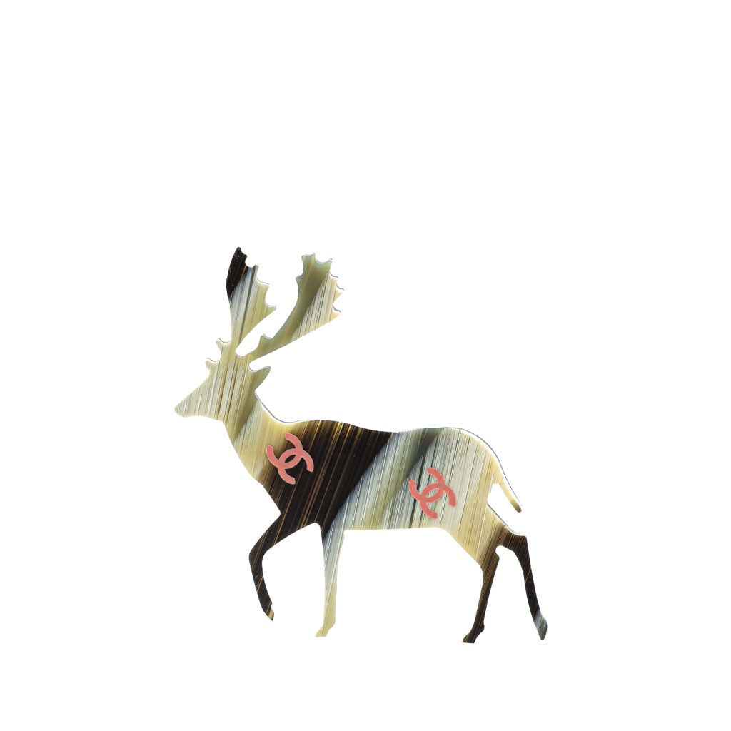 Chanel Resin CC Reindeer Brooch