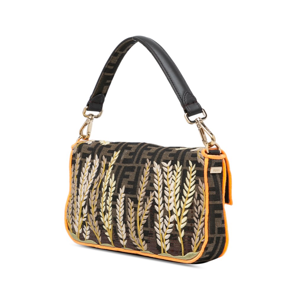 Fendi Zucca Embroidered Canvas Baguette Satchel - Back view