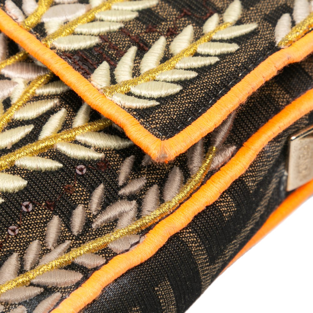 Fendi Zucca Embroidered Canvas Baguette Satchel - Detail 2