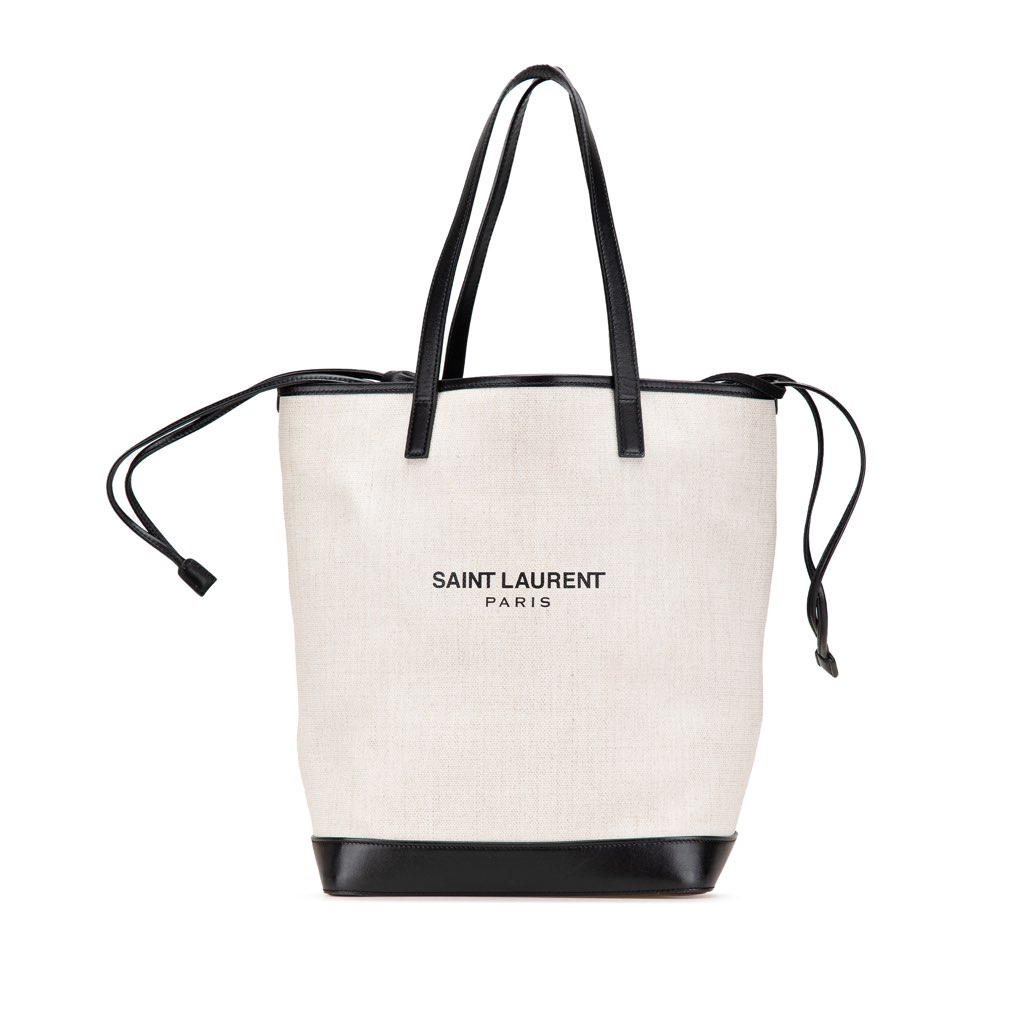 Saint Laurent Canvas Teddy Drawstring Shopping Tote