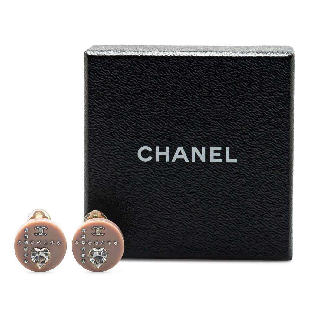 Chanel Resin and Silver CC Rhinestone Clip On Earrings - 5