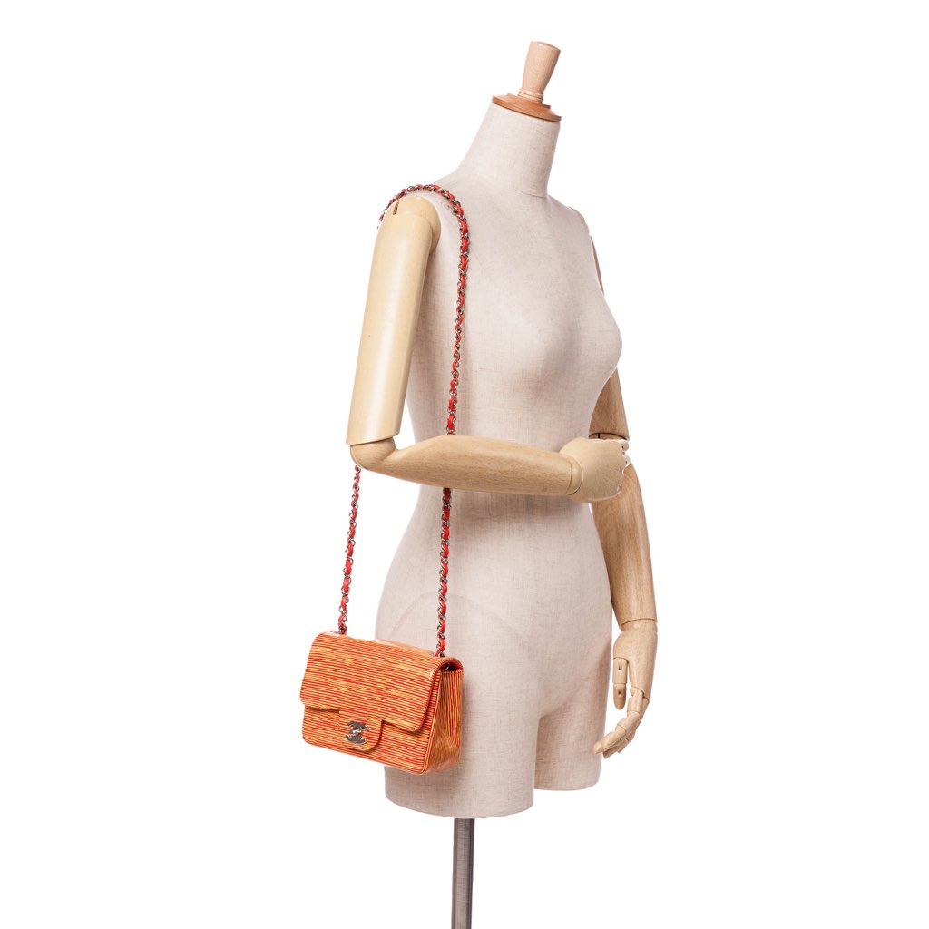 Chanel Mini Square Classic Patent Striped Single Flap - Image 13