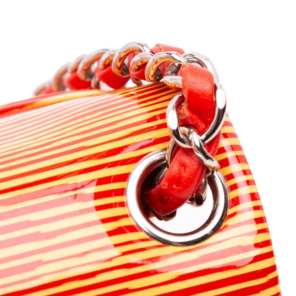 Chanel Mini Square Classic Patent Striped Single Flap - Detail 2