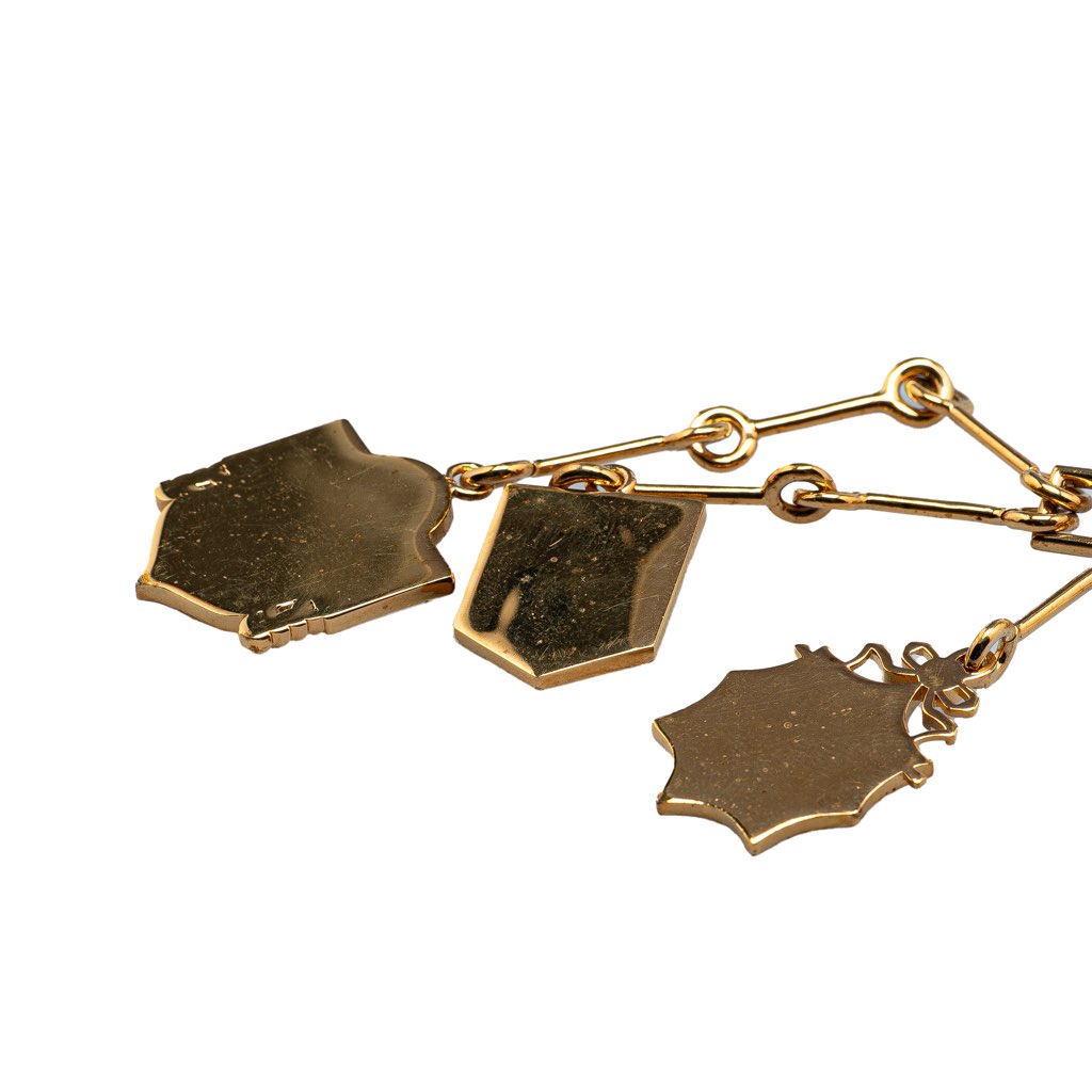 Louis Vuitton Gold Plated Enamel and Crystal Charm Pendant Necklace - 2