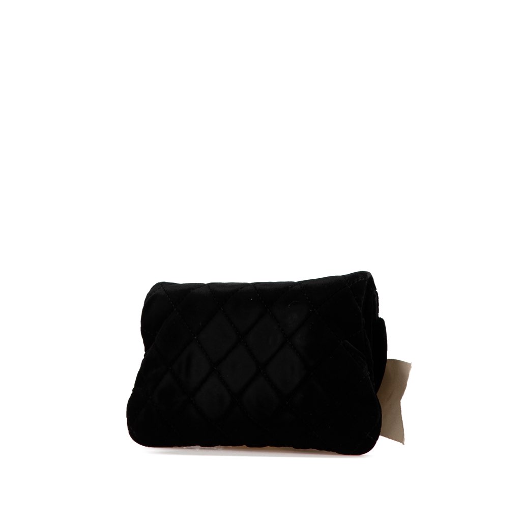 Chanel Quilted Velvet Camellia Wristlet Clutch - 2