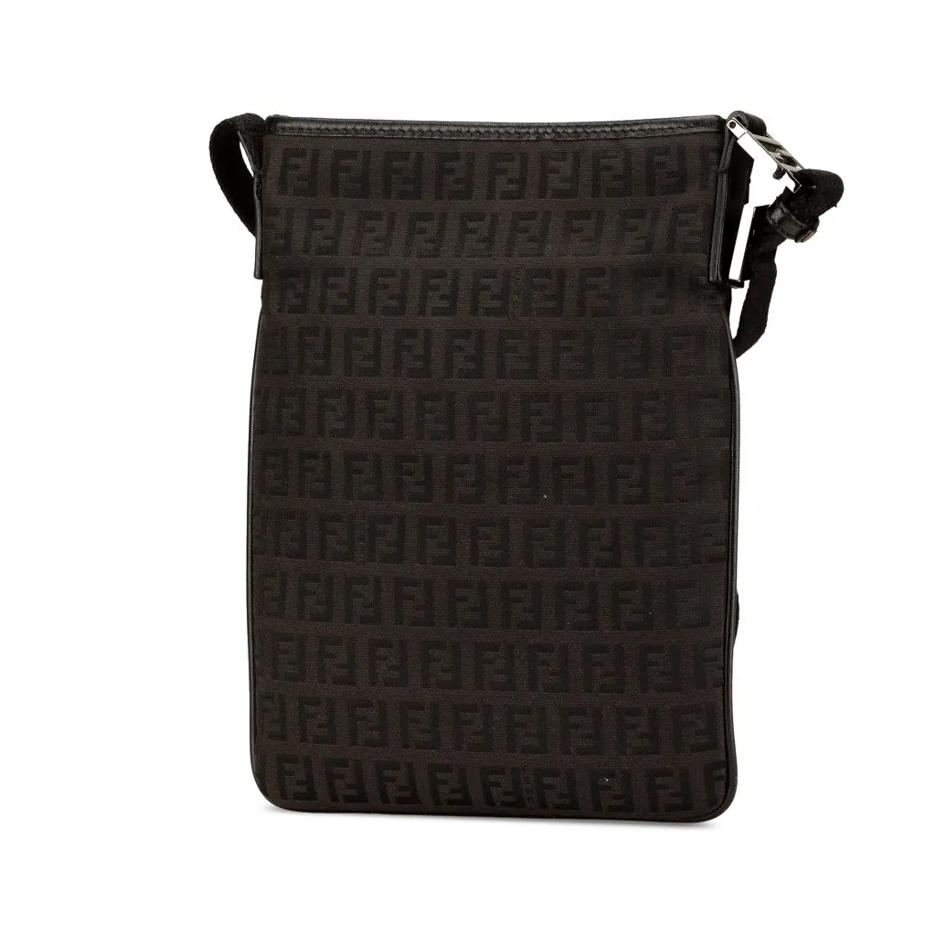 Fendi Zucchino Canvas Crossbody Black Canvas Very good - Back View