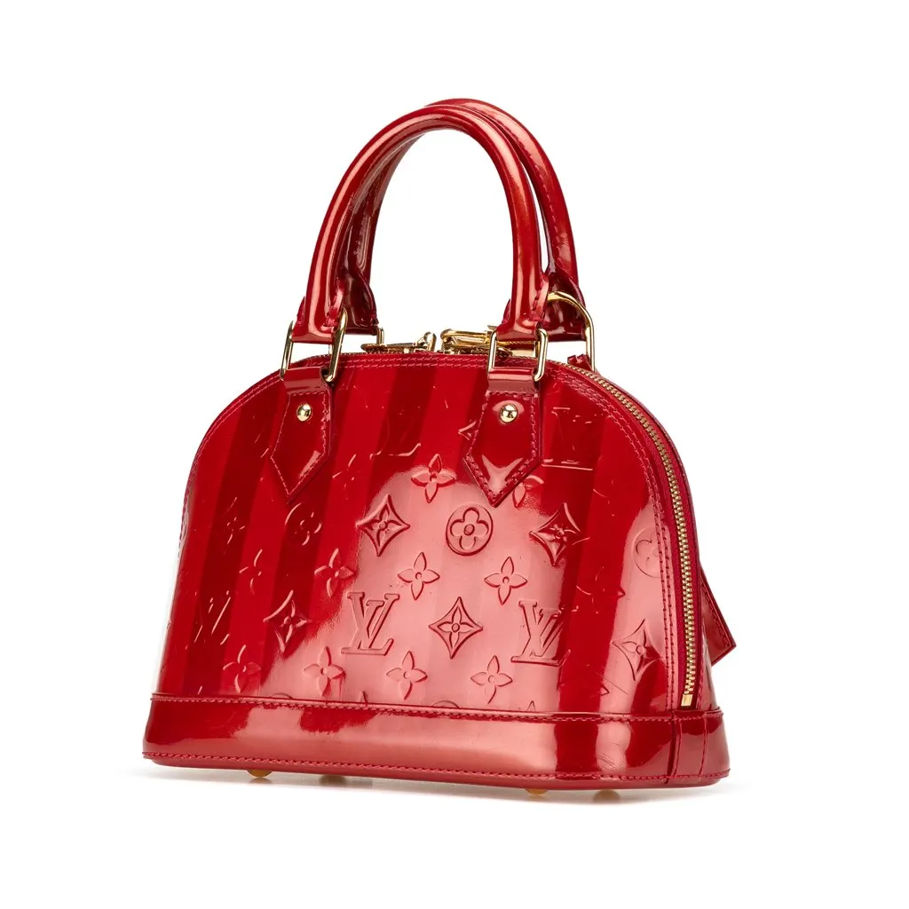 Louis Vuitton Monogram Vernis Rayures Alma BB Red Leather Good - Back View