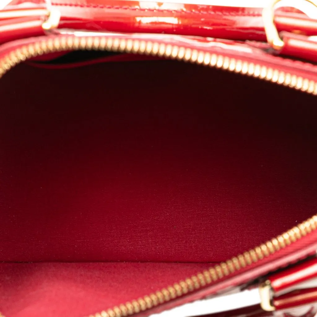 Louis Vuitton Monogram Vernis Rayures Alma BB Red Leather Good - Model View
