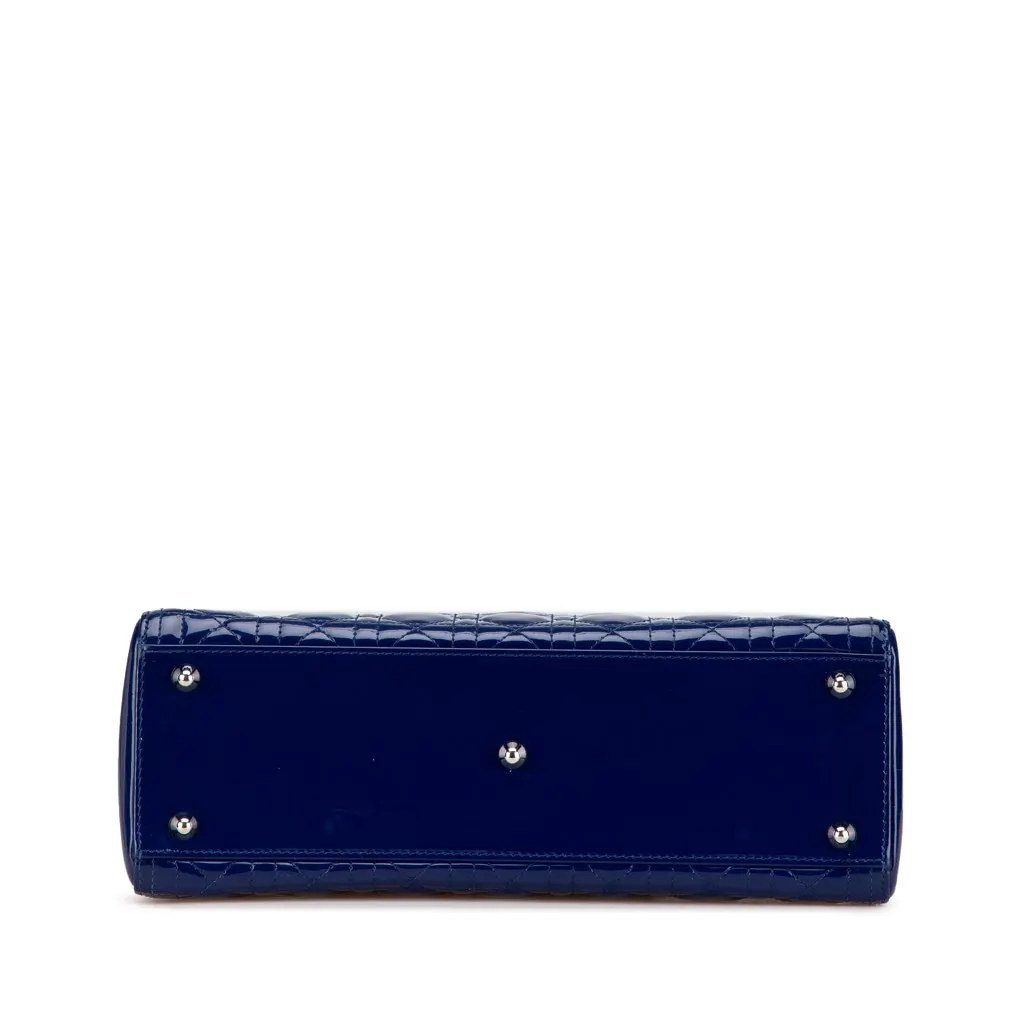 Dior Large Patent Cannage Lady Dior Blue Leather Good - Inside View