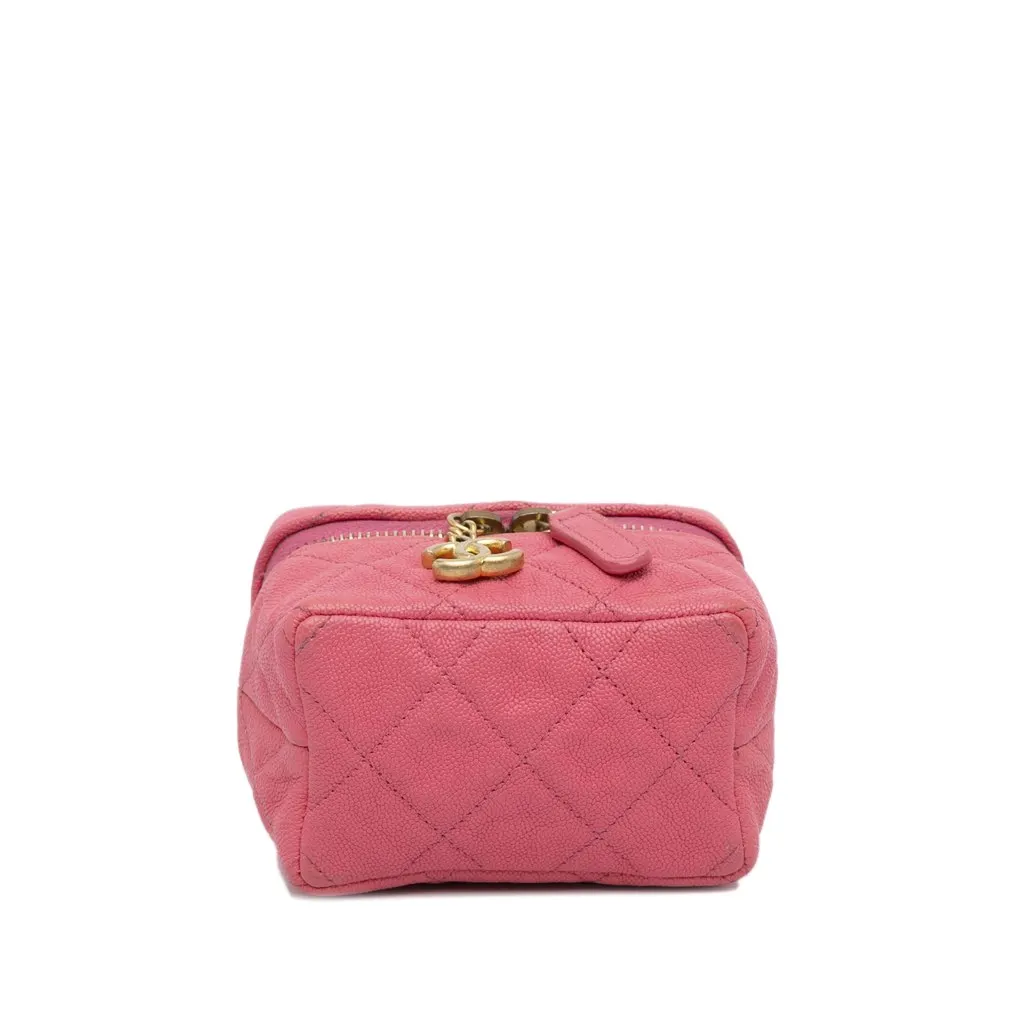 Chanel Micro Caviar Chain Vanity Bag Pink Leather Very good - Box View