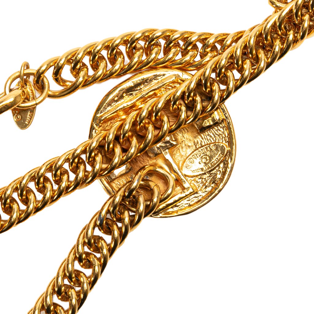 Chanel Gold Plated 31 Rue Cambon Paris Medallion Chain Belt - 4