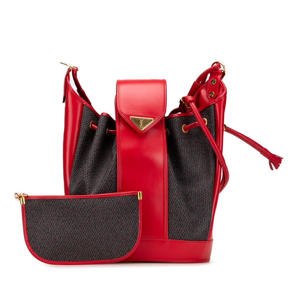 Yves Saint Laurent Coated Canvas Bucket Bag - Image 14