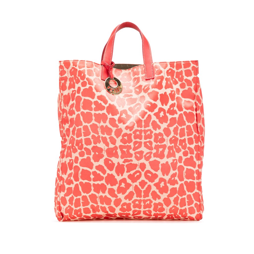 Fendi Leopard Print Canvas Shopper Tote