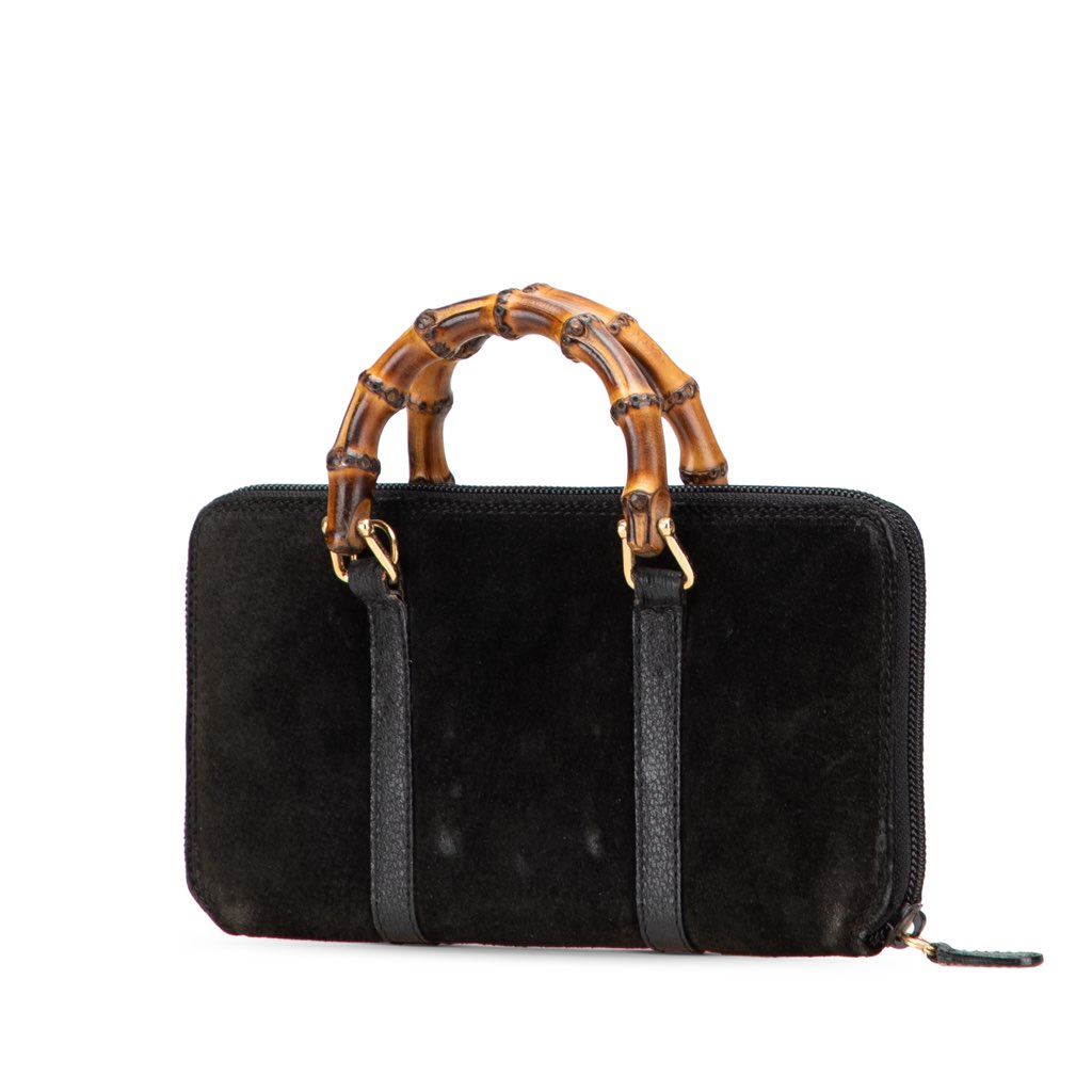 Gucci Suede Bamboo Wallet On Strap - 2