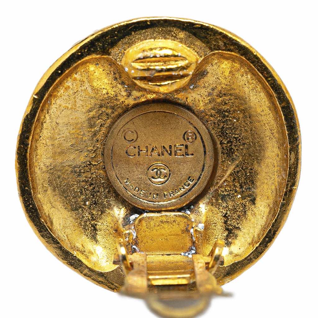 Chanel Gold Plated CC Clip On Earrings - 3