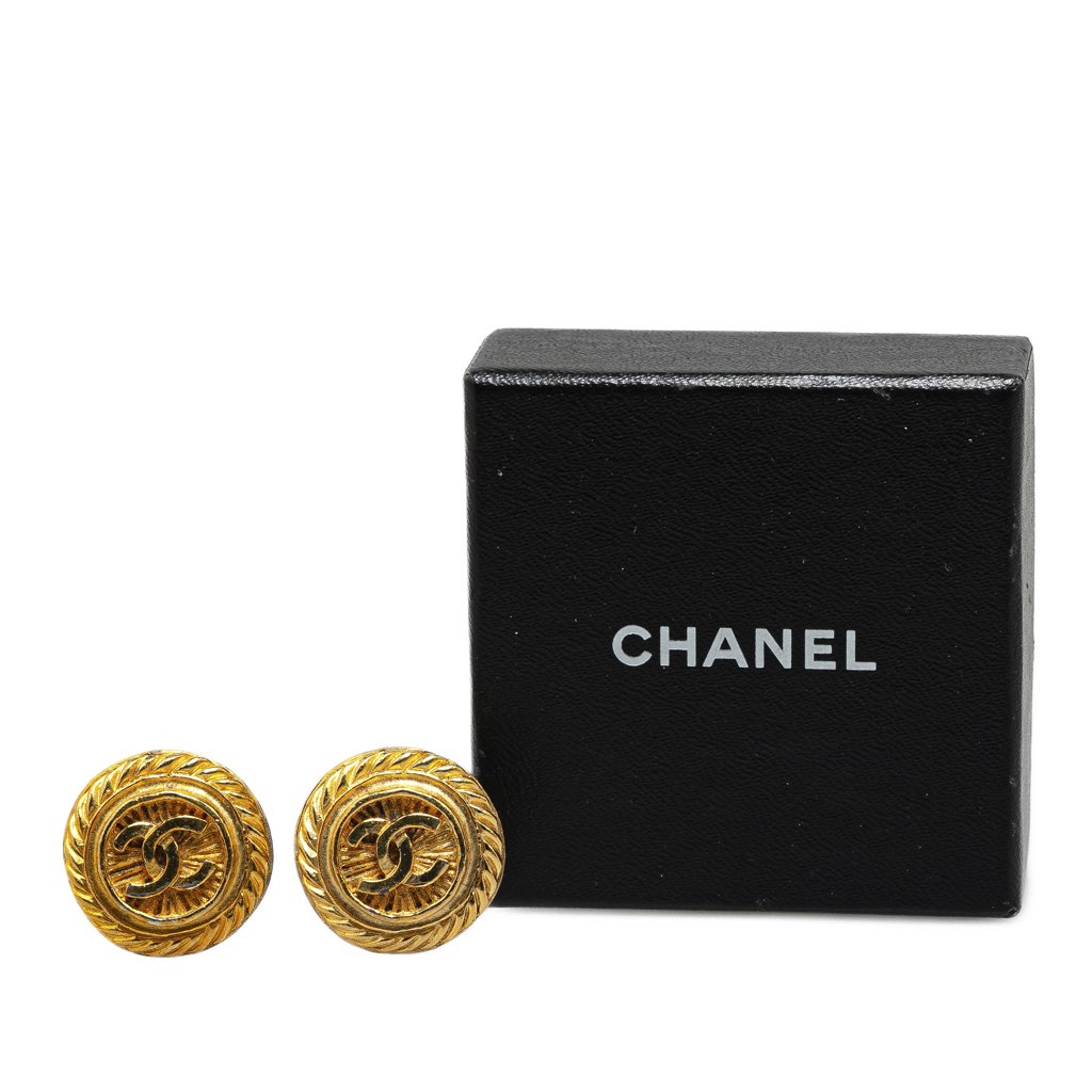 Chanel Gold Plated CC Clip On Earrings - 4