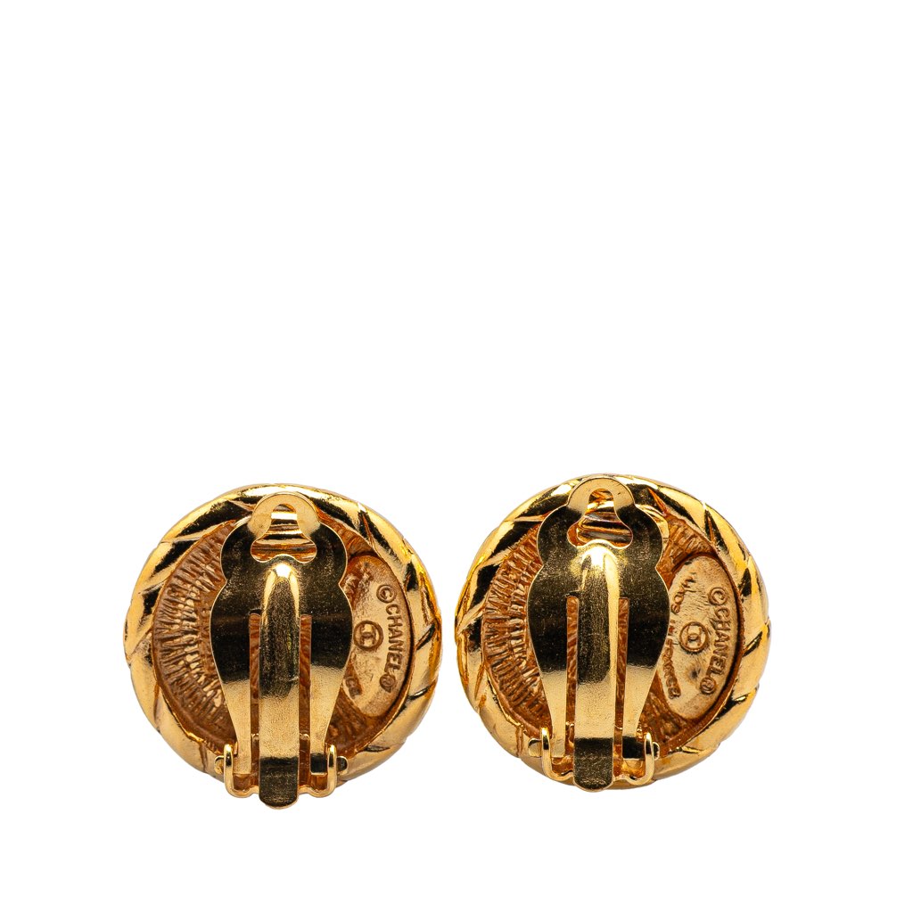 Chanel Gold Plated CC Round Clip On Earrings - 2