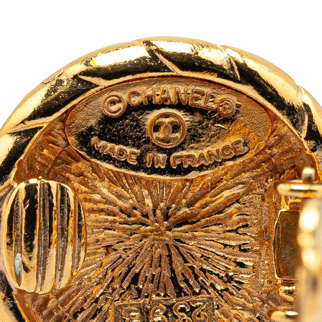 Chanel Gold Plated CC Round Clip On Earrings - 3