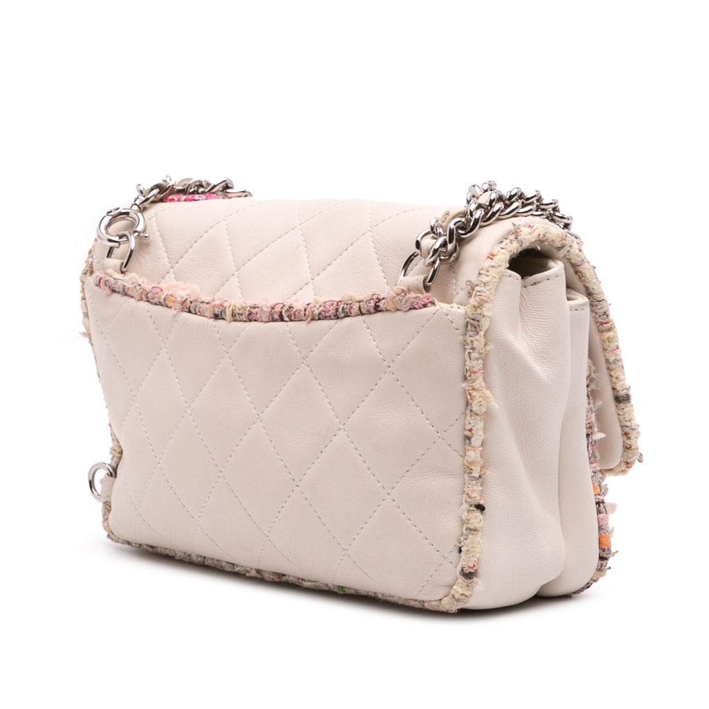 Chanel Quilted Lambskin and Tweed Elegant Trim Flap - Back view