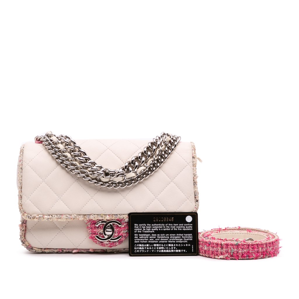 Chanel Quilted Lambskin and Tweed Elegant Trim Flap - Image 14