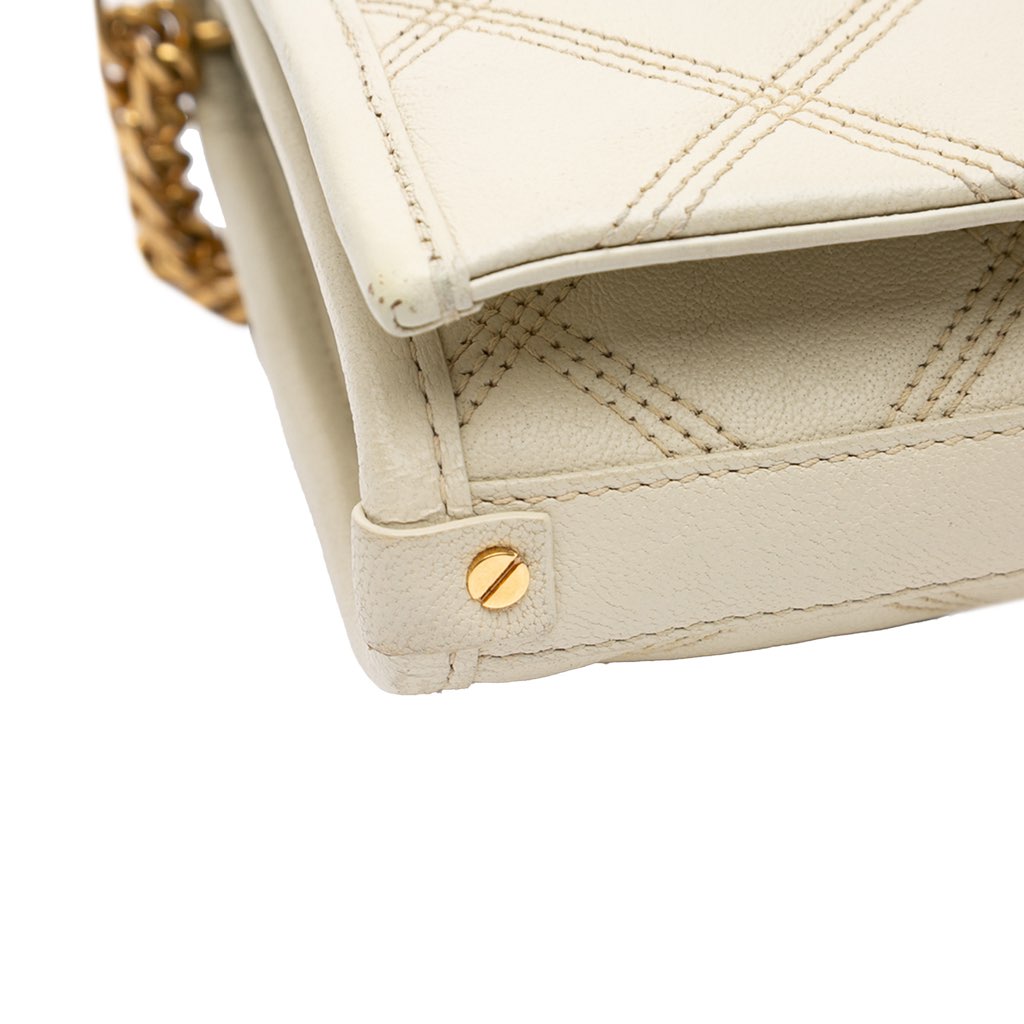 Saint Laurent Quilted Lambskin Diamond Becky Chain Wallet - Image 10