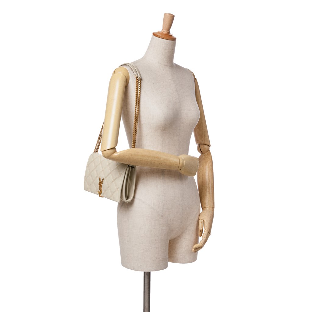 Saint Laurent Quilted Lambskin Diamond Becky Chain Wallet - Image 12