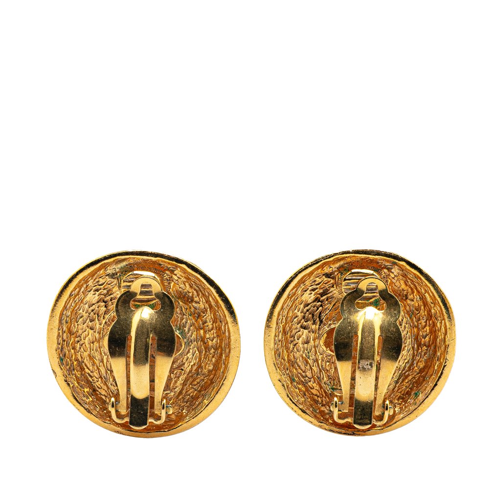 Chanel Gold Plated Faux Pearl Round Clip on Earrings - 2