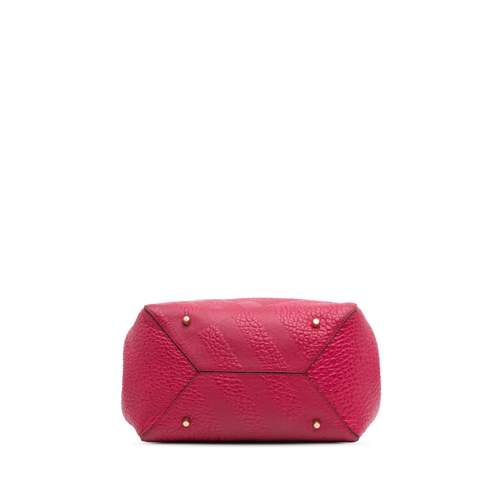 Burberry Small Embossed Grain Check Leather Canterbury Tote - 3