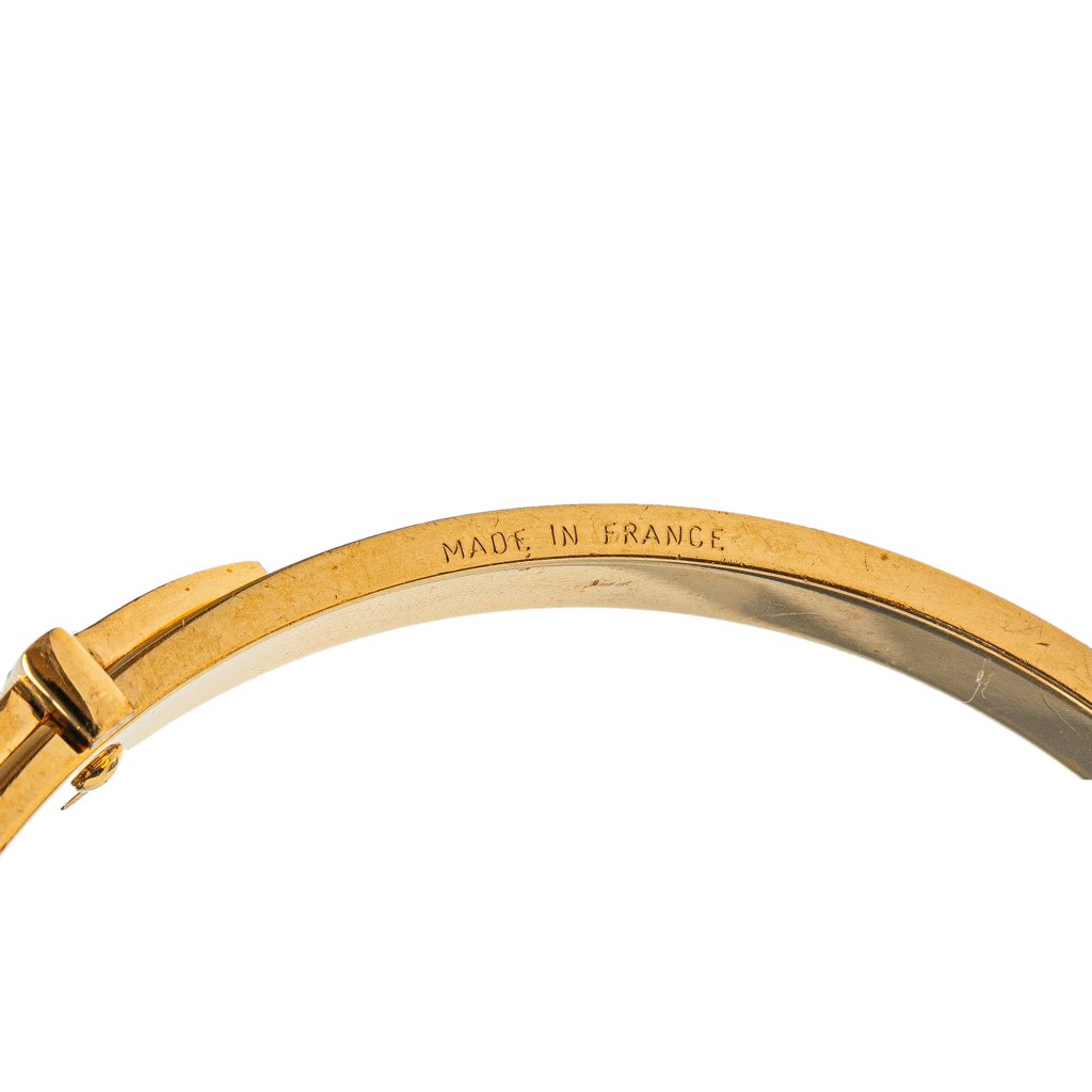 Hermès Gold Plated Leather Belt Buckle Bangle - 4