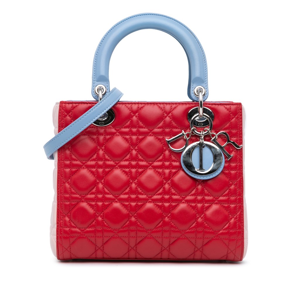 Dior Medium Tricolor Lambskin Cannage Lady Dior