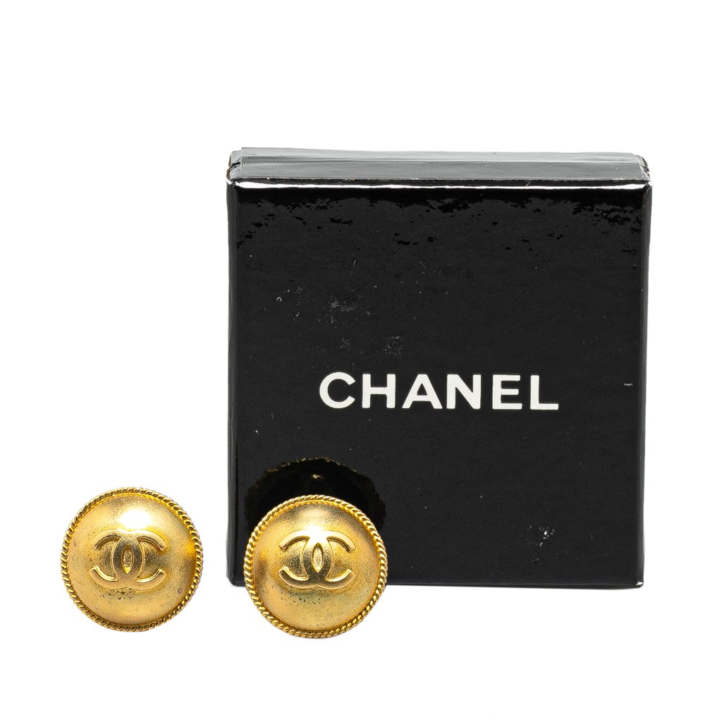 Chanel Gold Plated CC Clip On Earrings - 4
