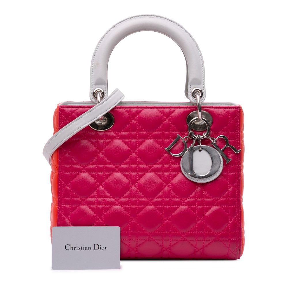 Dior Medium Tricolor Lambskin Cannage Lady Dior - Image 13