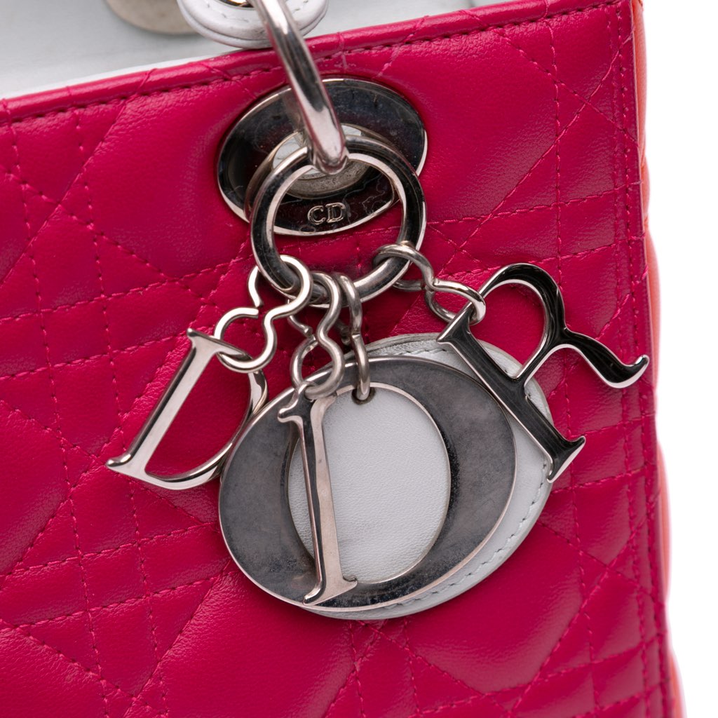 Dior Medium Tricolor Lambskin Cannage Lady Dior - Detail 1