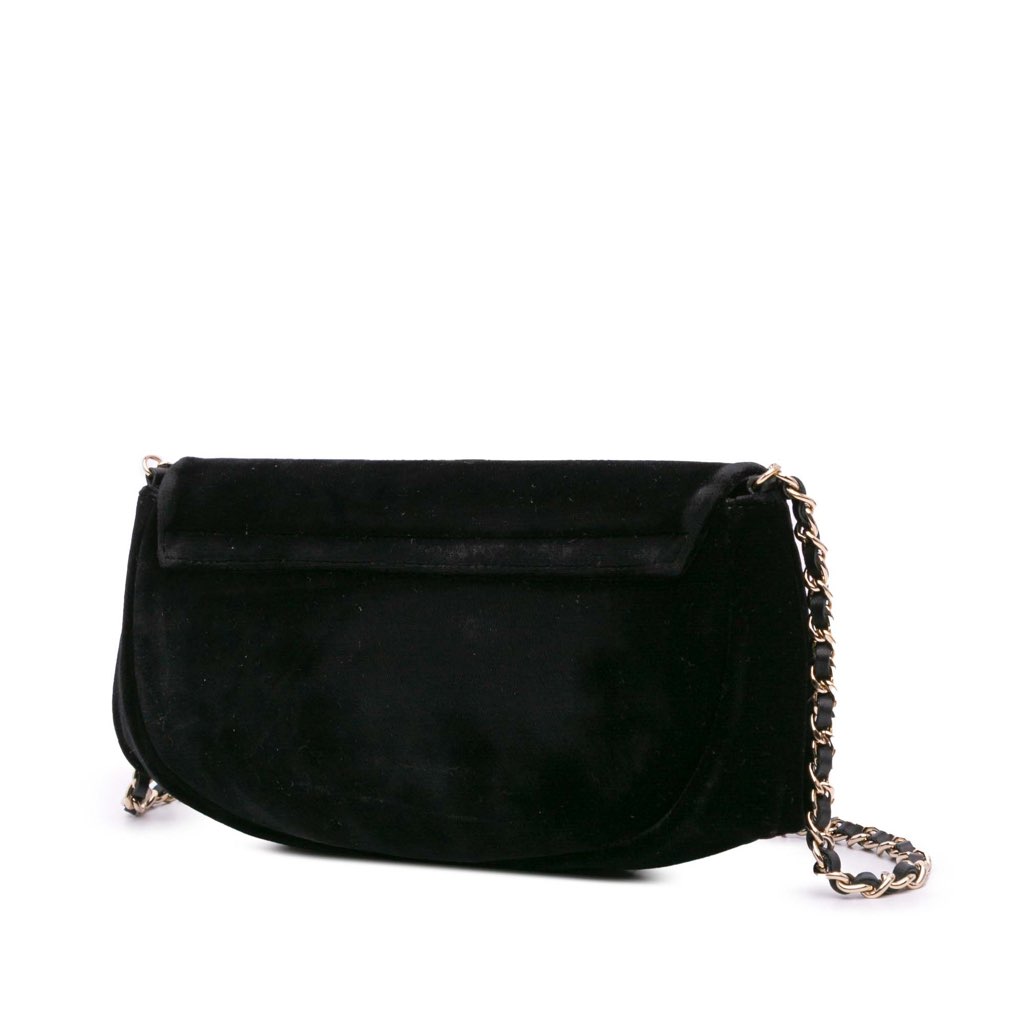 Chanel CC Velvet Half Moon Wallet on Chain - 2