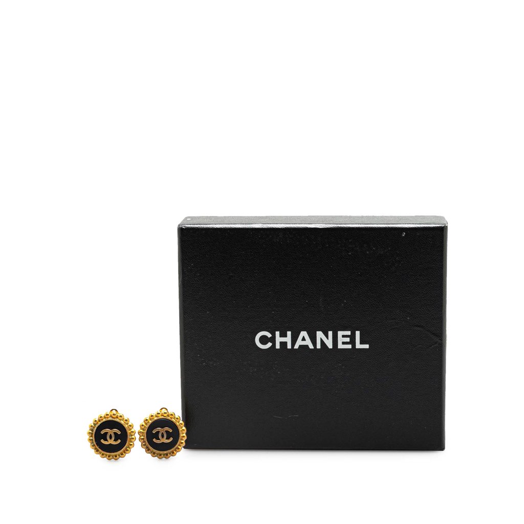 Chanel Gold Plated and Resin CC Clip on Earrings - 4