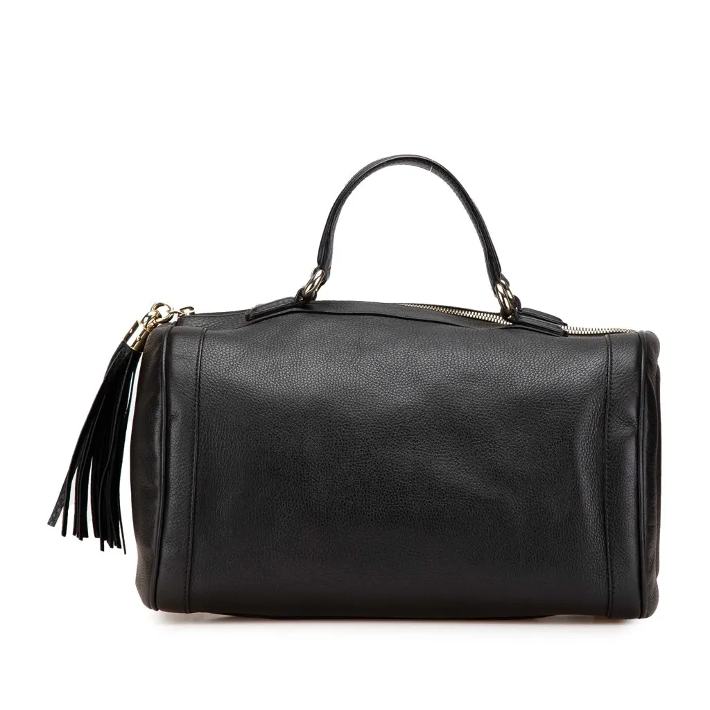 Gucci Medium Pebbled Calfskin Soho Boston Bag Black Leather Good - Front View