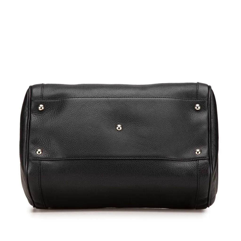 Gucci Medium Pebbled Calfskin Soho Boston Bag Black Leather Good - Inside View