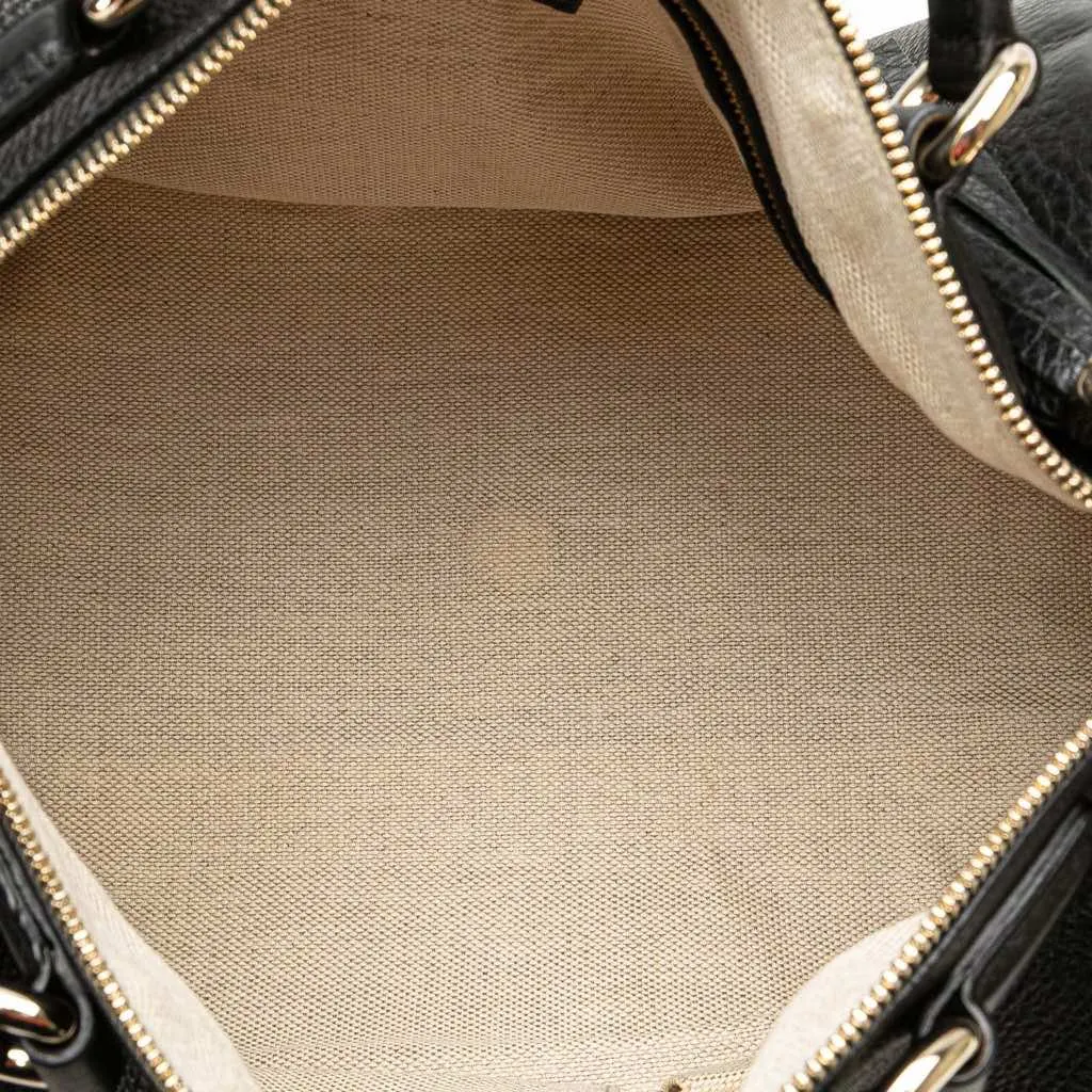 Gucci Medium Pebbled Calfskin Soho Boston Bag Black Leather Good - Model View