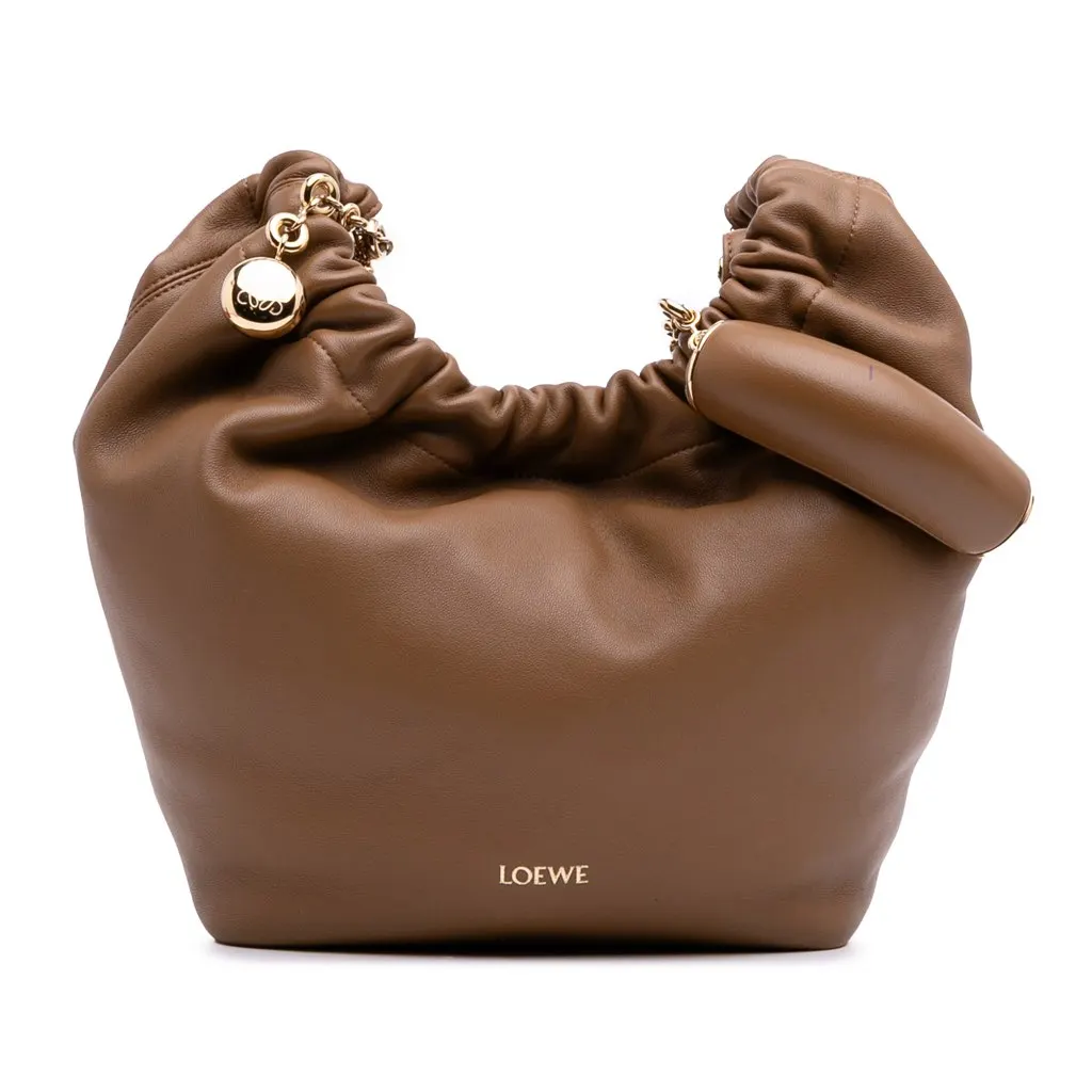 Loewe Small Mellow Nappa Lambskin Squeeze Bag Brown Leather Good - Front View