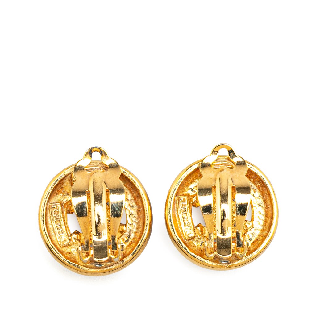 Chanel CC Gold Plated Round Clip On Earrings - 2