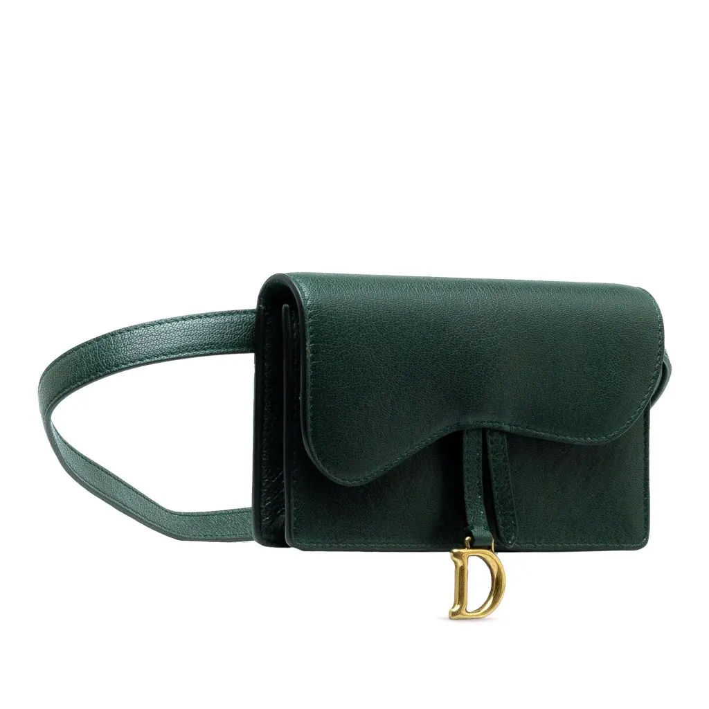 Dior Leather Saddle Belt Bag Green Leather Good - Back View