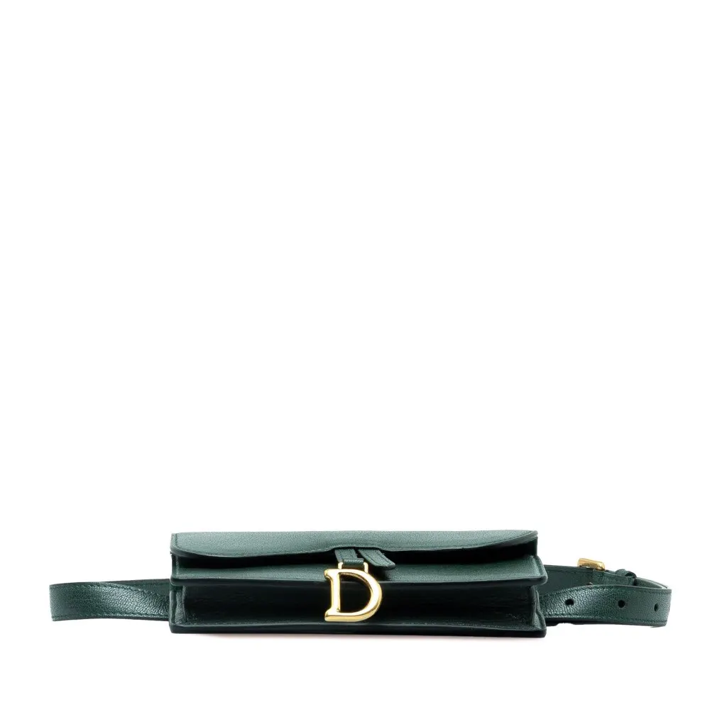 Dior Leather Saddle Belt Bag Green Leather Good - Model View