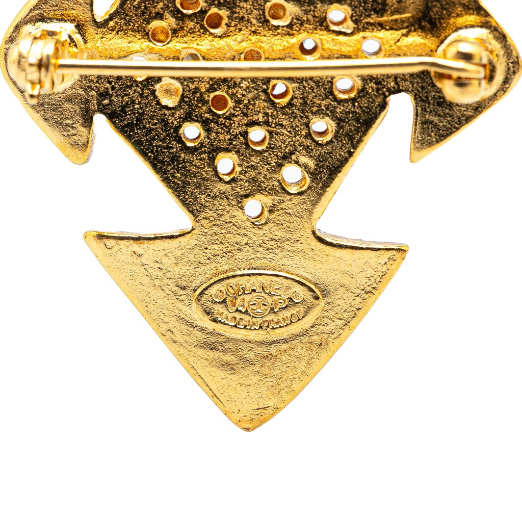 Chanel Gold Plated CC Cross Brooch - Image 6