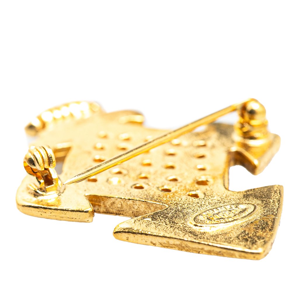Chanel Gold Plated CC Cross Brooch - 4